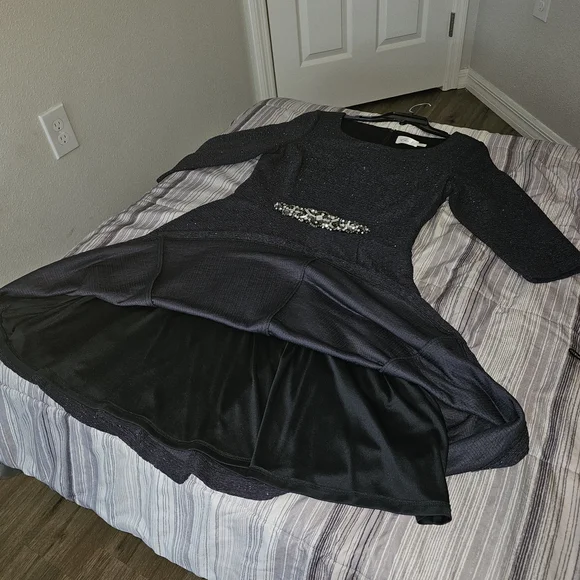 Eliza J Navy Sparkle Stretch Dress Embellished Waist Size 10 - Picture 15 of 15